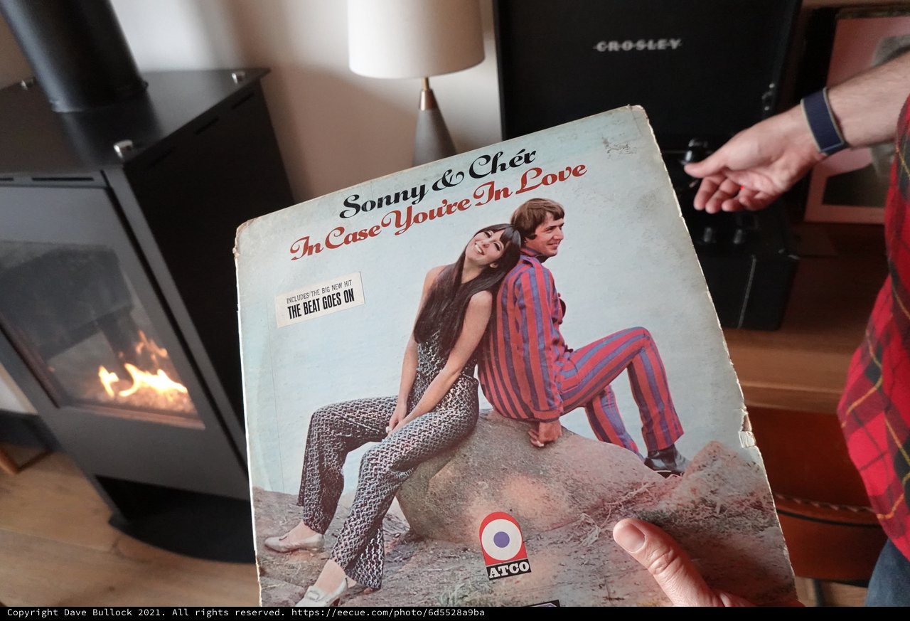 Vintage Sonny & Cher Album Cover Display