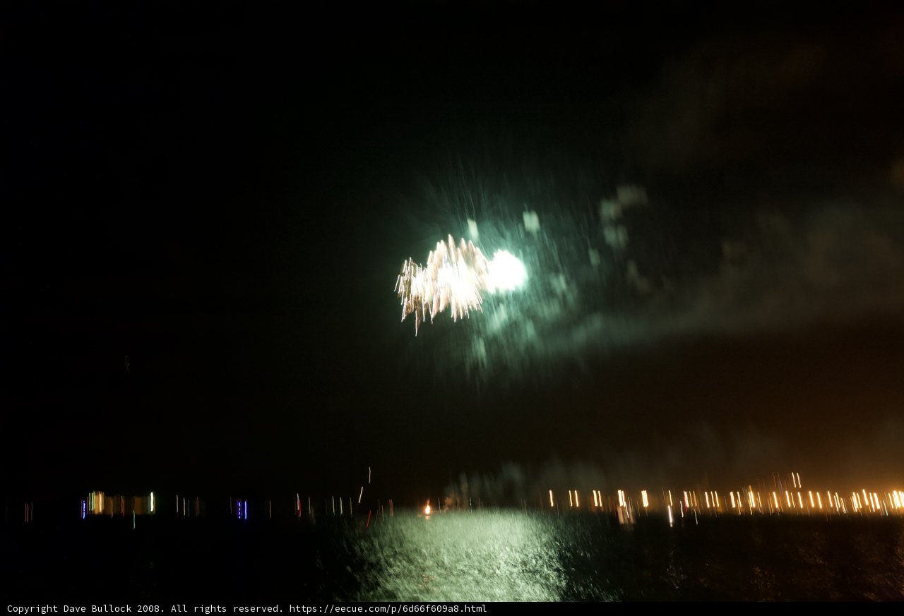 Sparkling Fireworks Display over the Nighttime Water