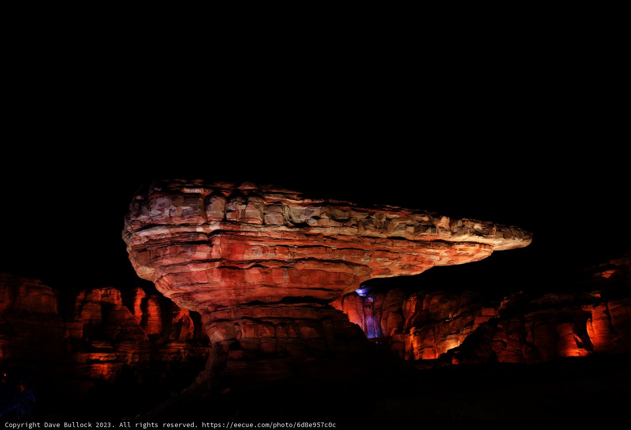 Majestic night-time rock formation