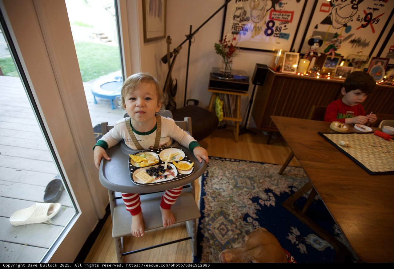 Toddler's Christmas Breakfast in Cozy Modern Home