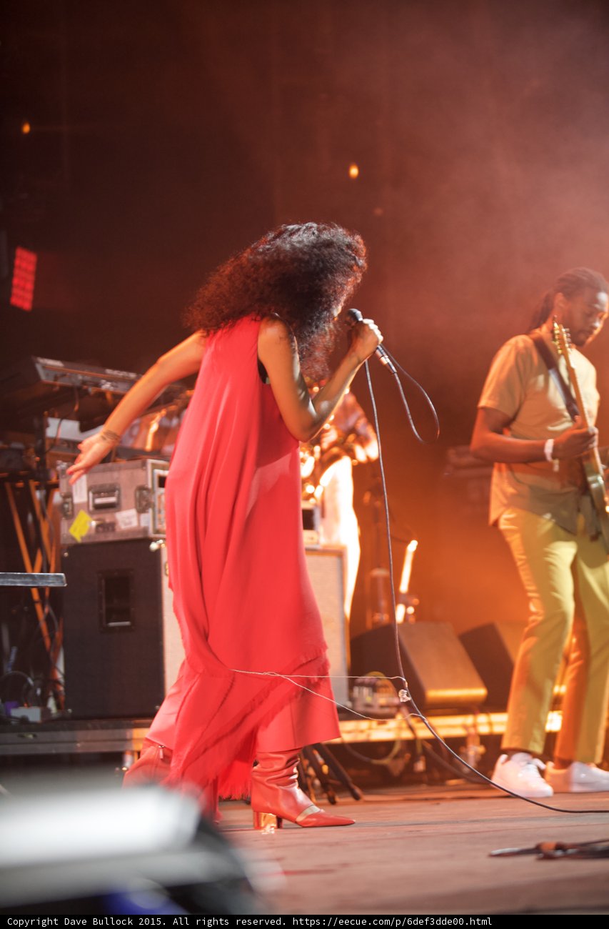 Solange Full Body Head Back Hair Flowing Red Outfit Guitarist