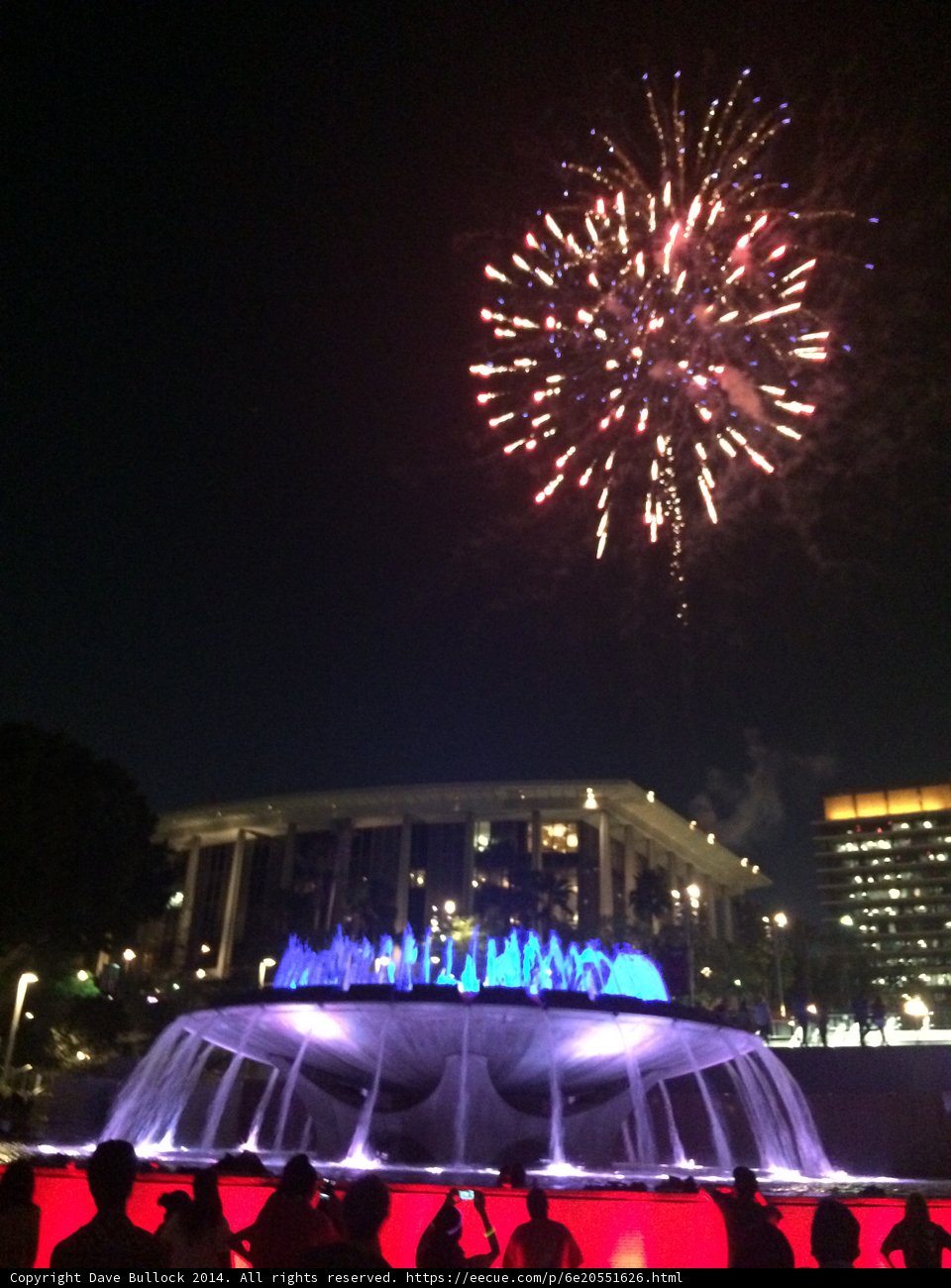 Fireworks Illuminate the Civic Center Fountain