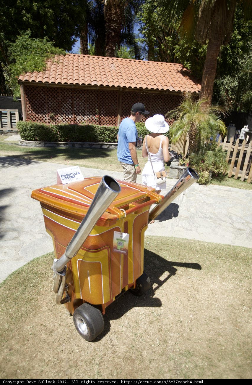 Colorful Trash Can Poses with Coachella Attendees