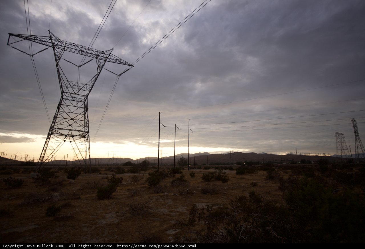 Power Lines and Mountains in the Desert