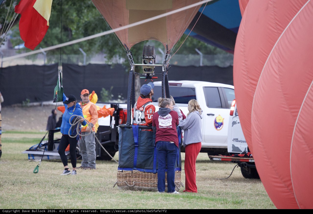 Ground Crew Prepares Hot Air Balloon for Launch