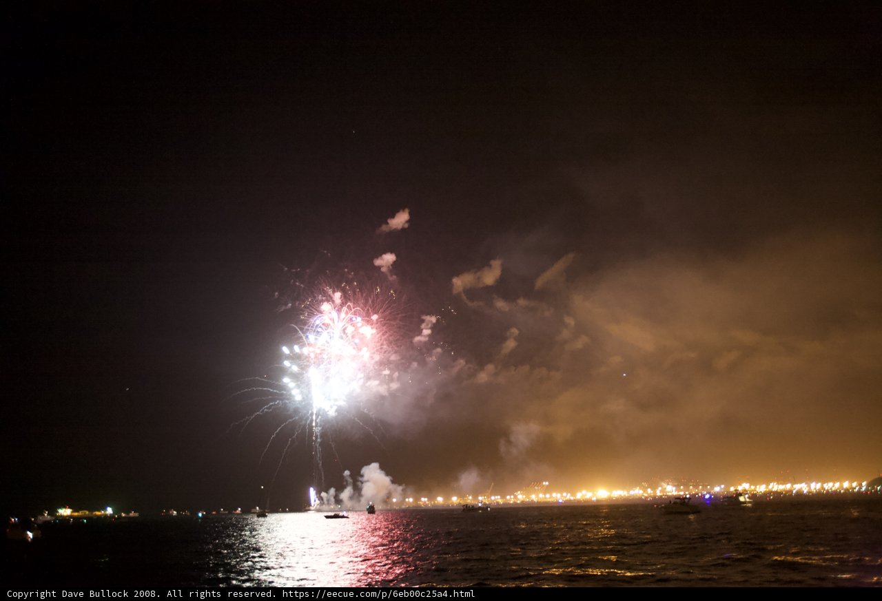 Spectacular Fireworks Display Reflects on Water