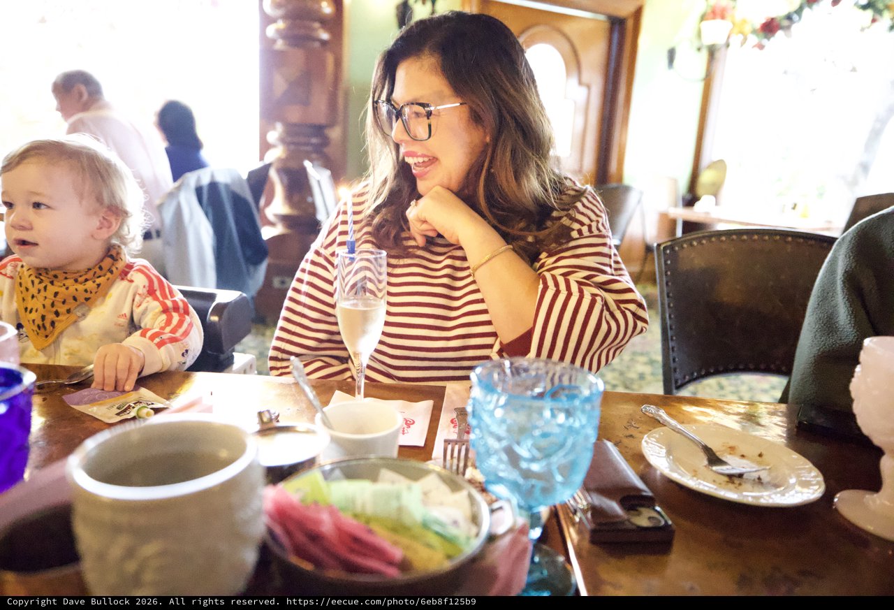 Mother and Child Dining at Madonna Inn Restaurant