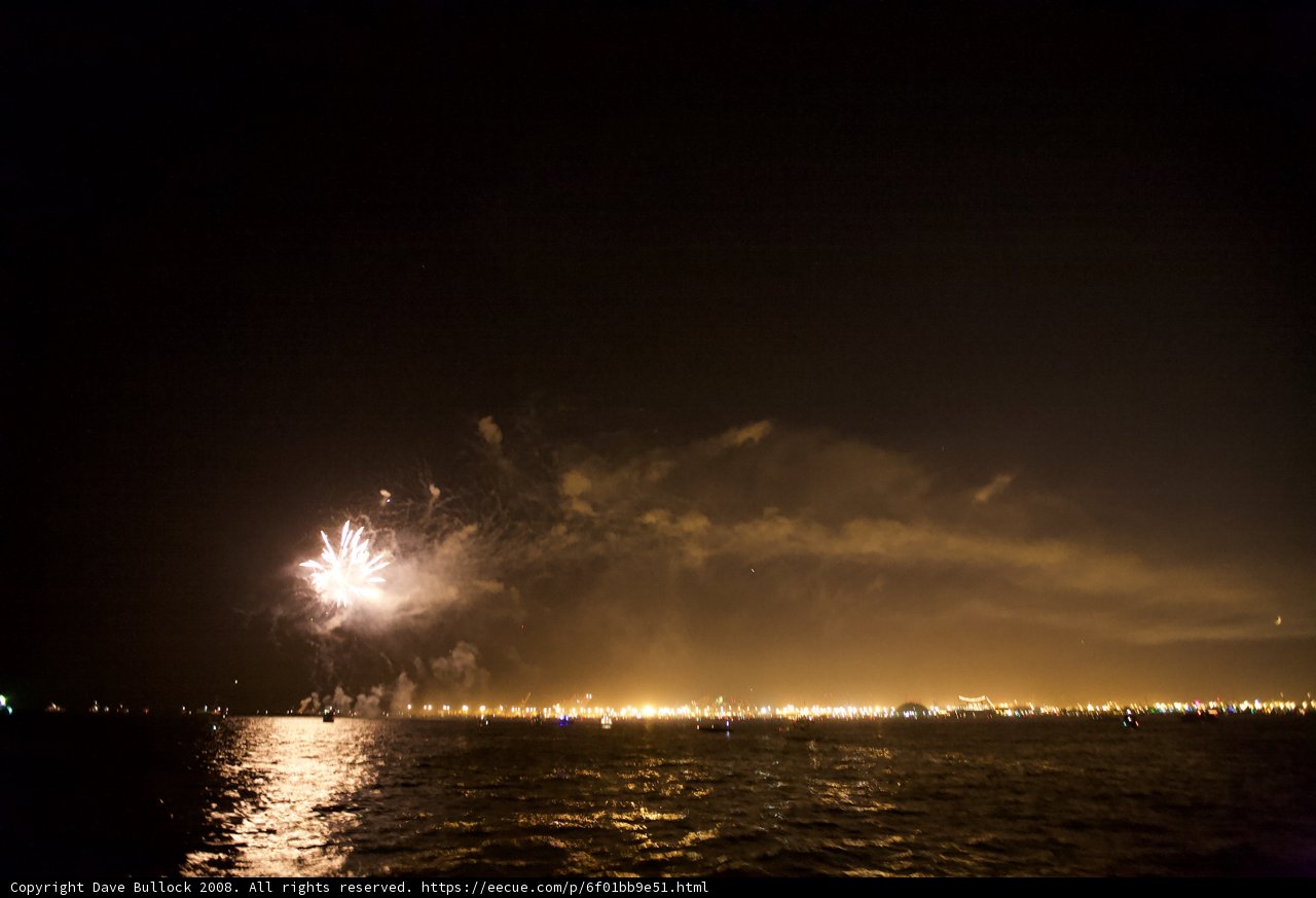 Spectacular Fireworks Display Over the Bay