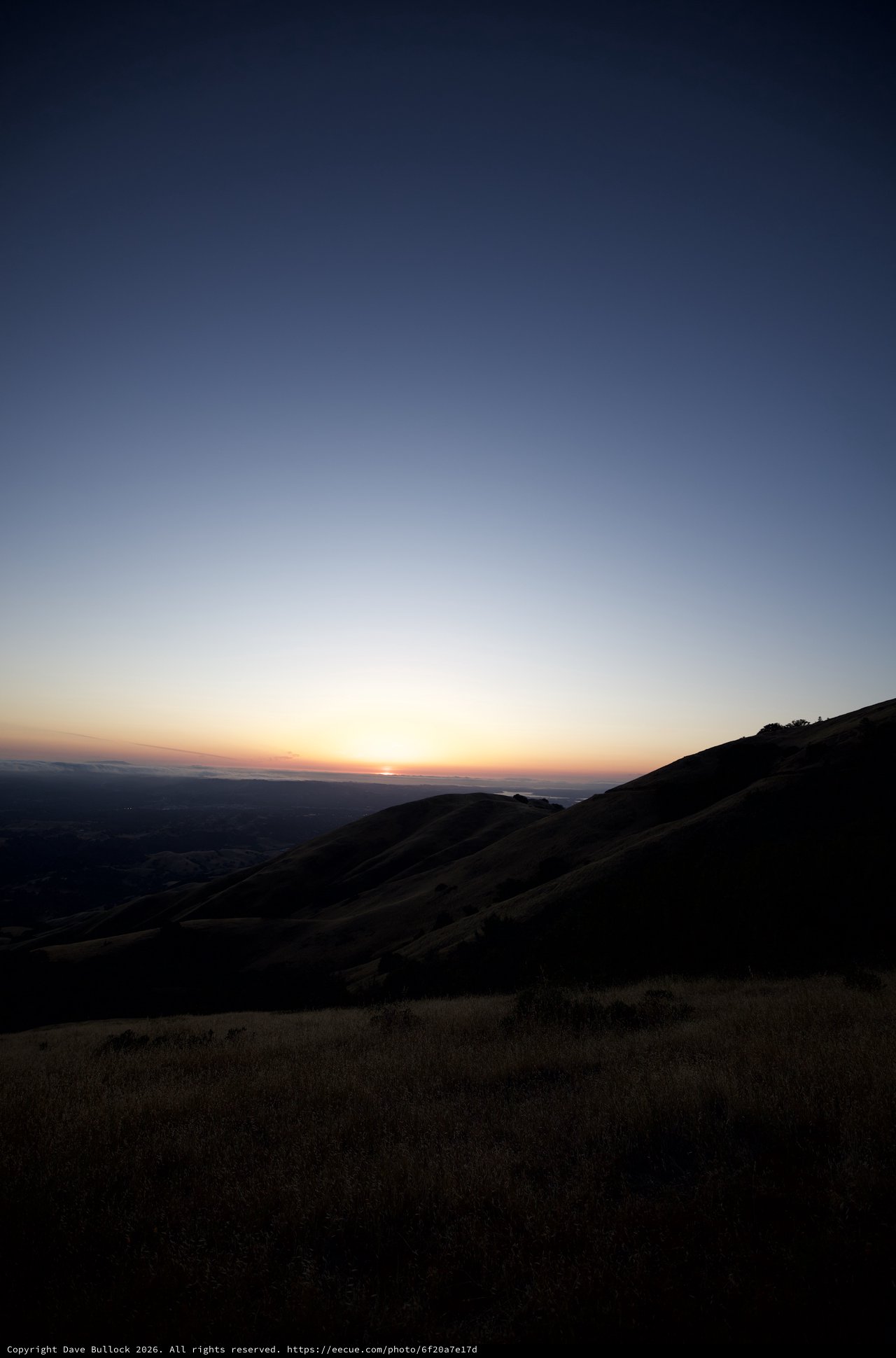 Golden Twilight Over Bay Area Hills at Dusk