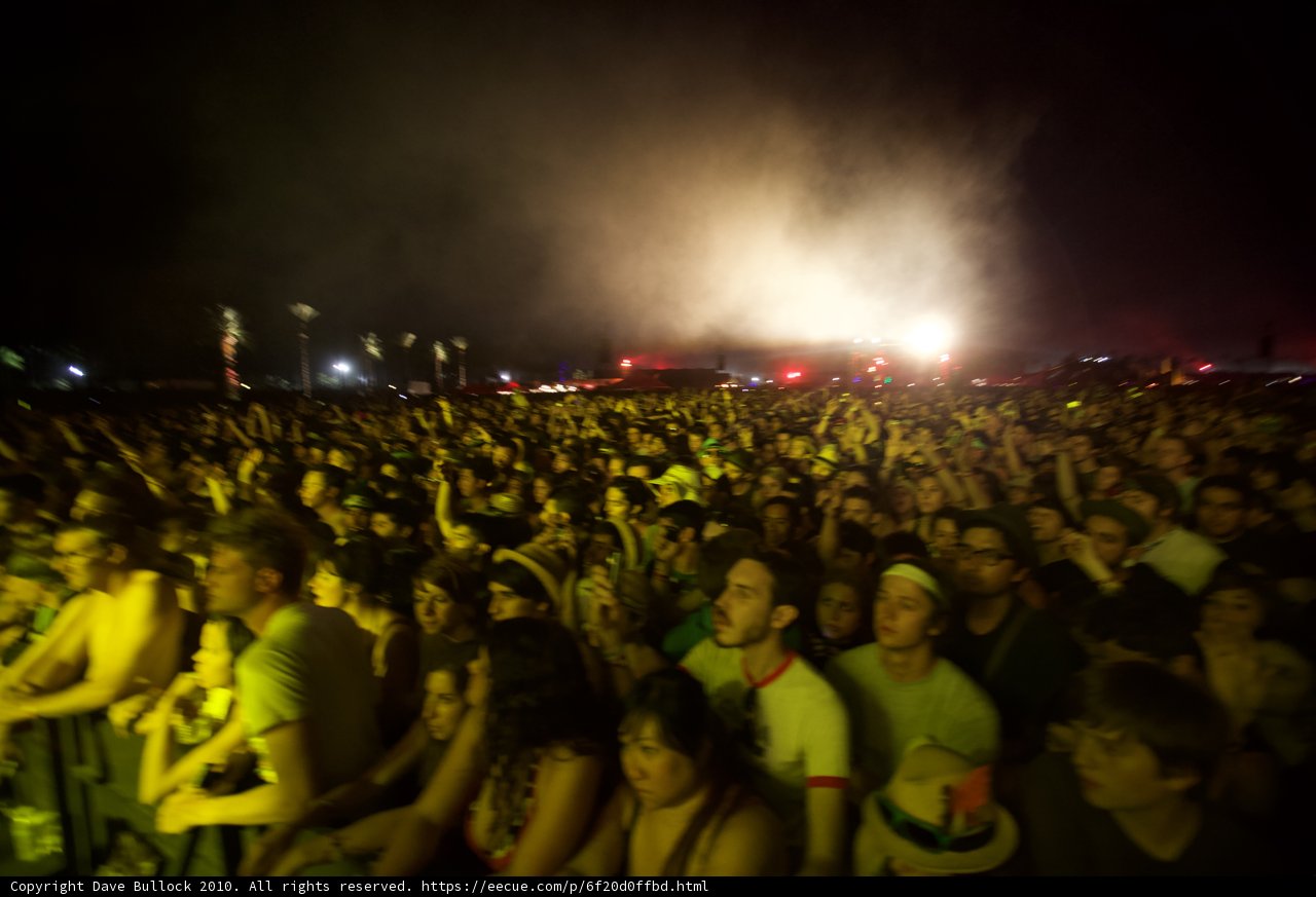 Night-time Crowd at Coachella Rock Concert