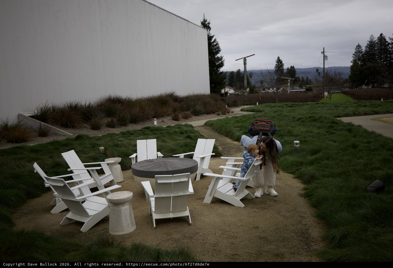 Mother and Child Moment at Modern Winery Firepit