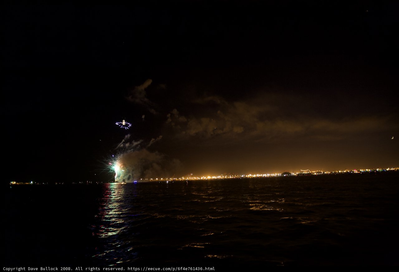 Spectacular Fireworks Show Over the Water
