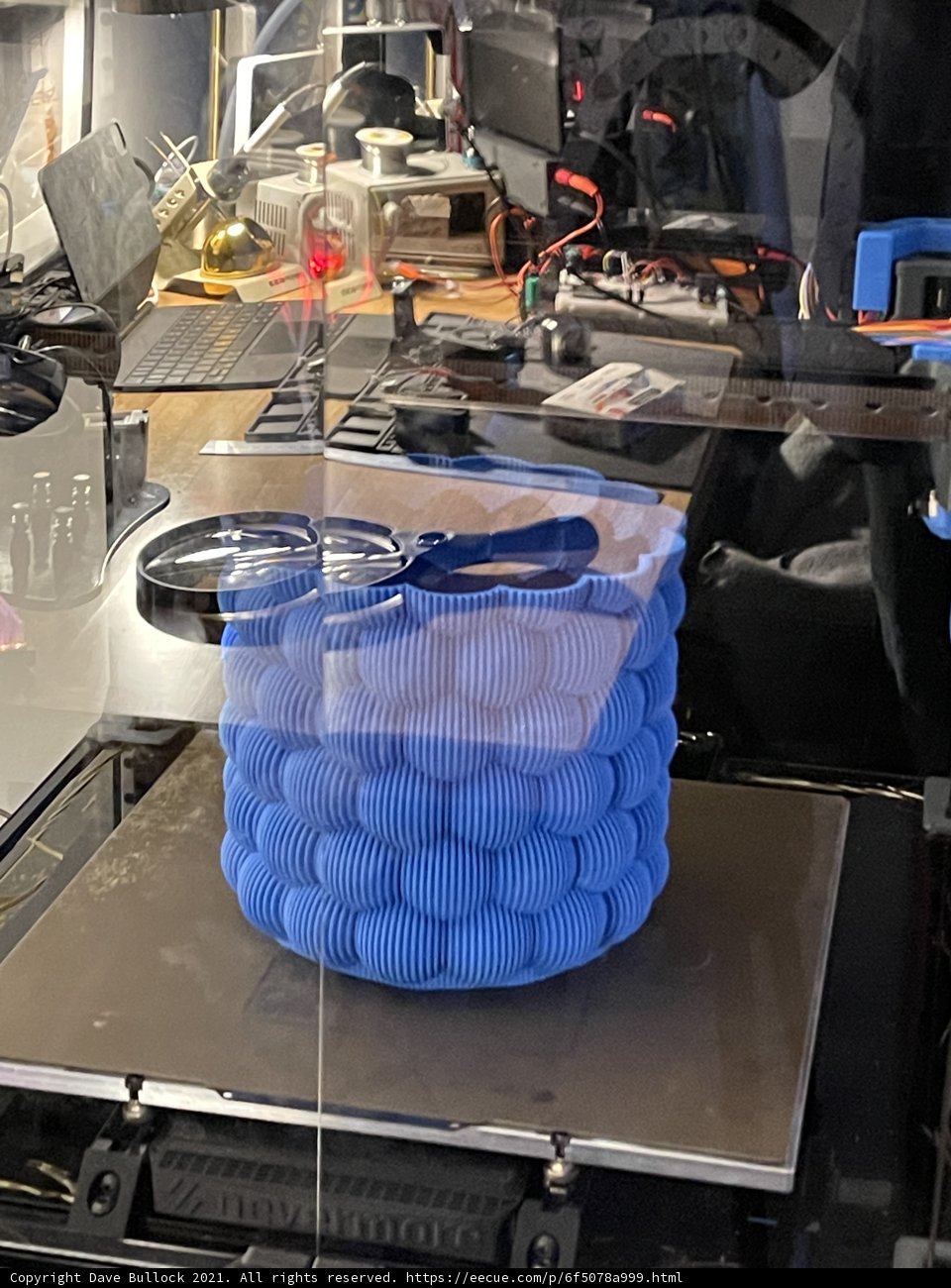 3D Printer Creates Blue Laptop Cord Holder