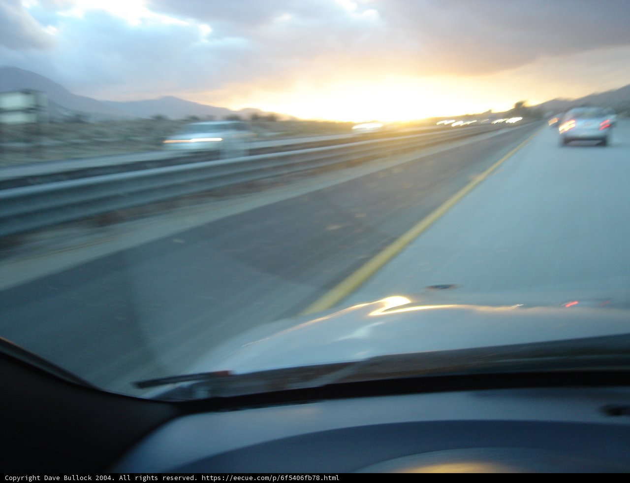 Driving into the Sunset on the Freeway