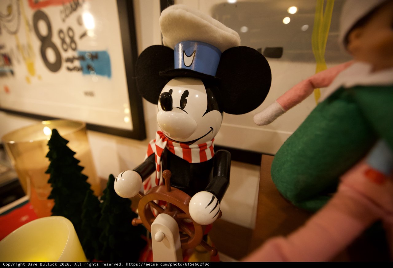 Vintage Mickey Mouse Steamboat Willie Christmas Ornament Display