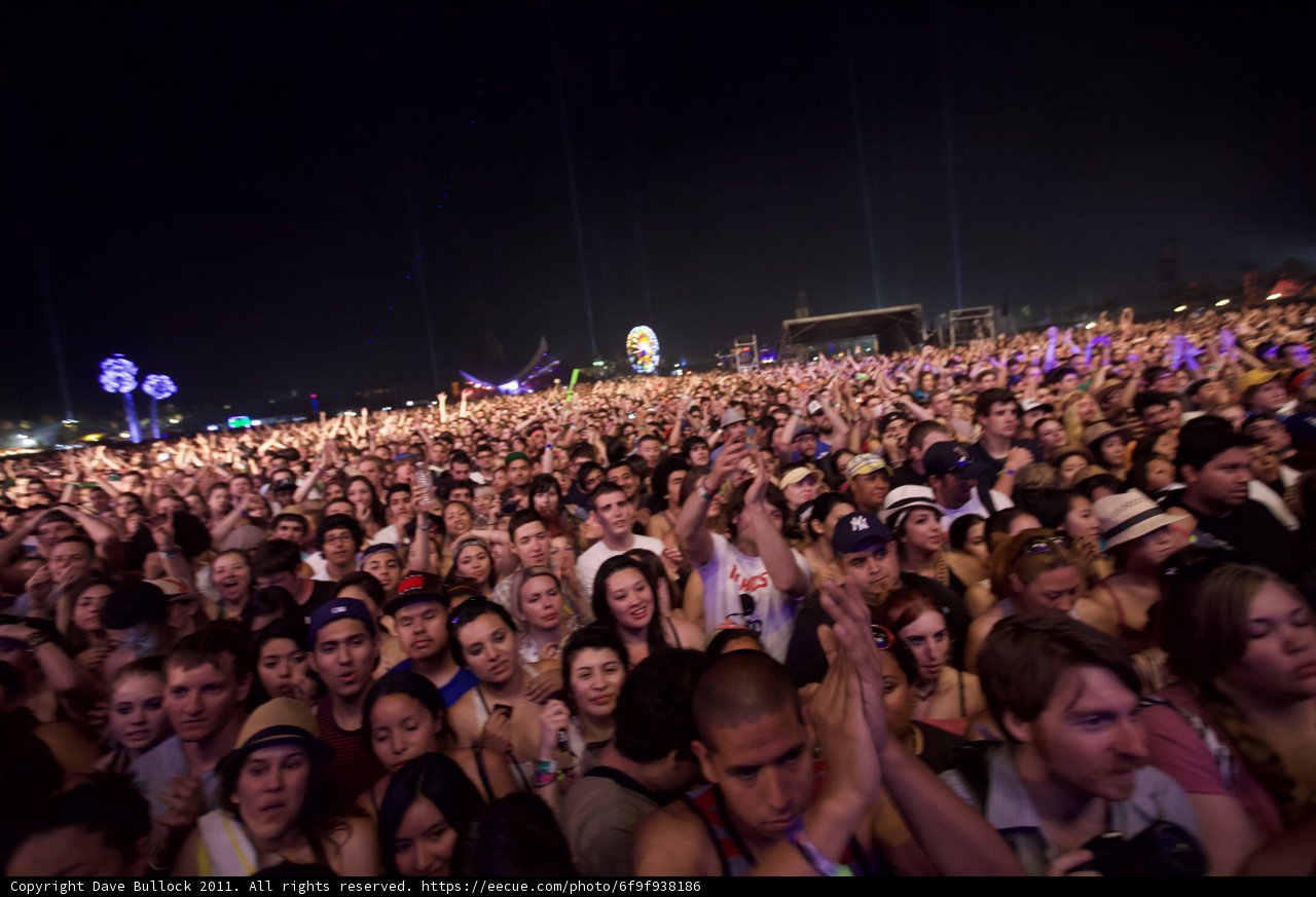 Coachella Nightlife: A Crowd of Music Enthusiasts Party Under the Stars