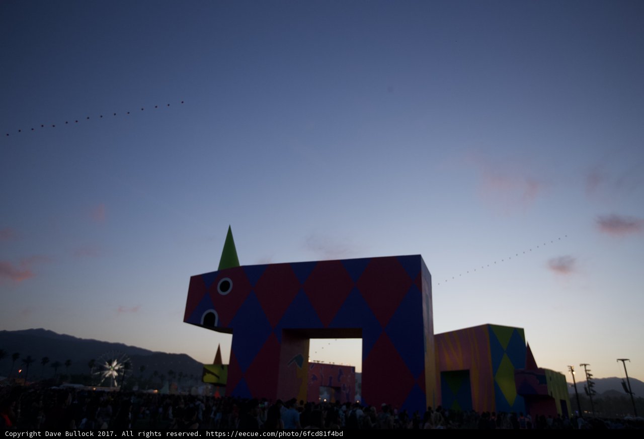 Colorful Building and Kite Flying in the Southwest Sky
