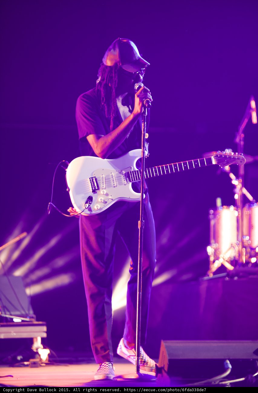 Solange Guitarist Full Body Dreadlocks White Stratocaster Checkered Vans Drum Kit Purple