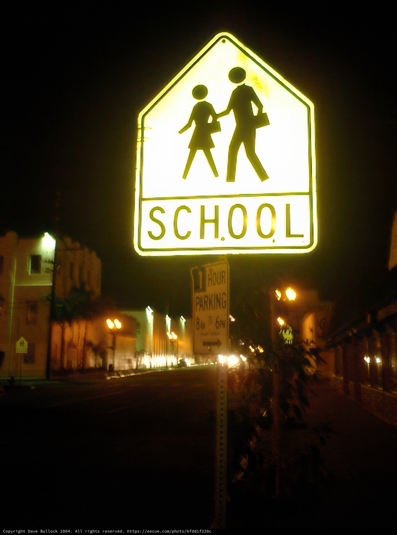 Yellow School Sign Stands Proud