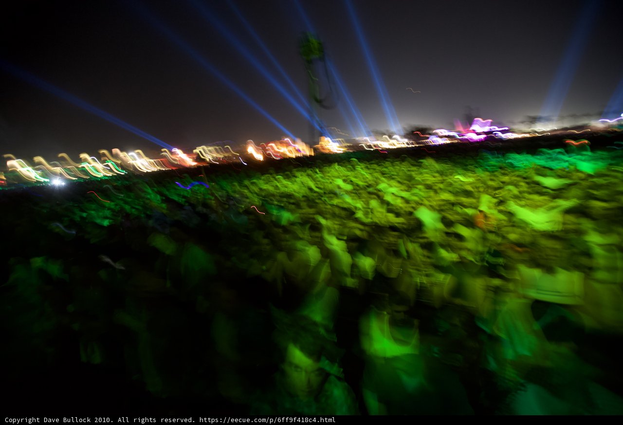 Green Lights Illuminate Music Festival Crowd