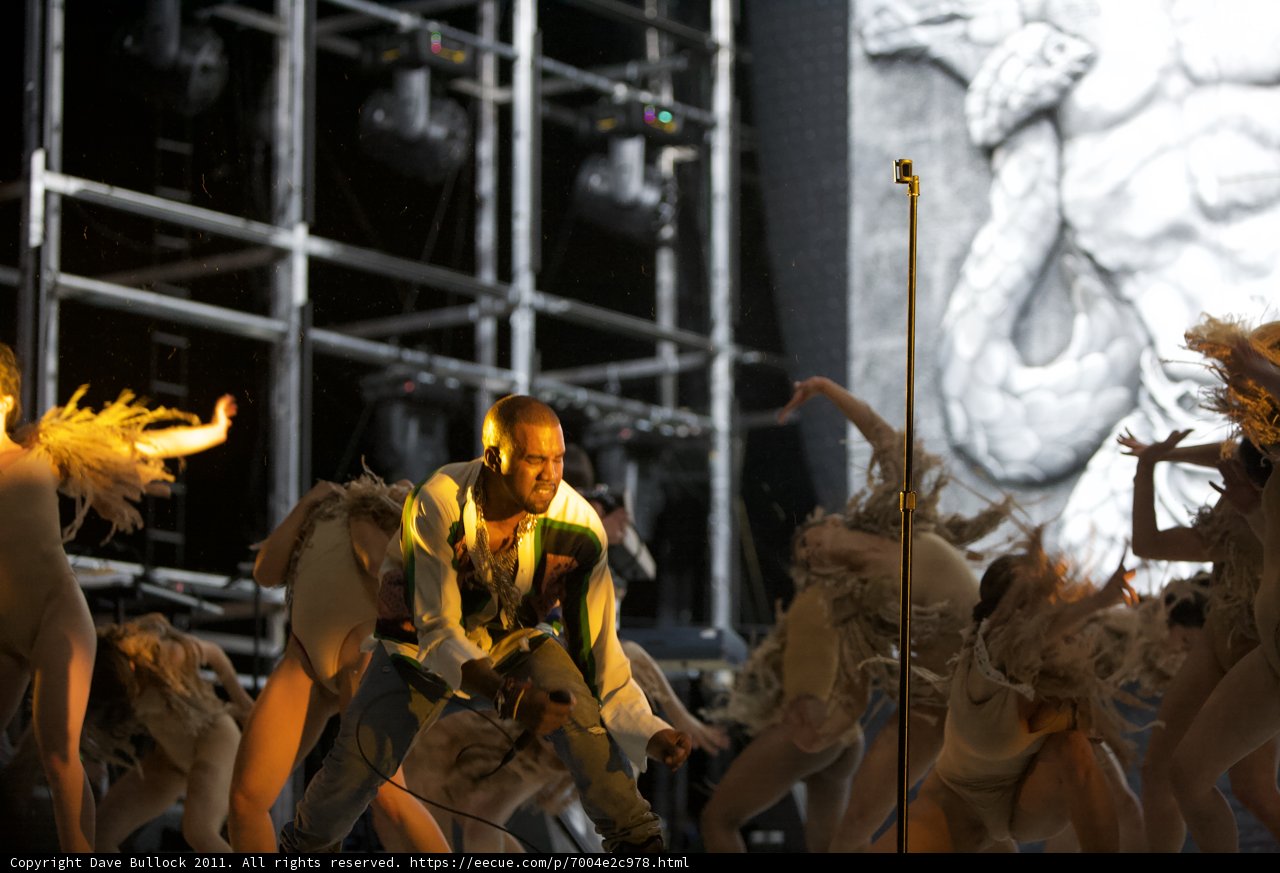 Kanye West Joins Dancers on Stage
