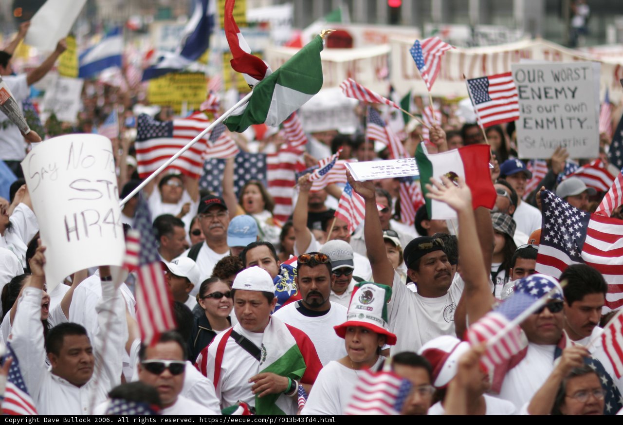 American and Mexican Flags Unite