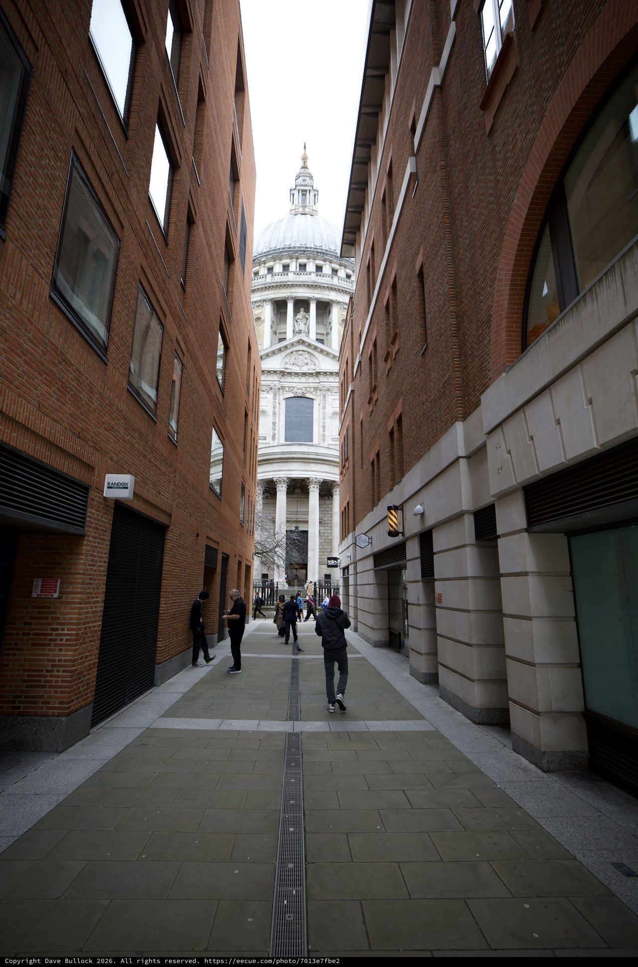 St Paul's Cathedral Framed Through Modern London Alley