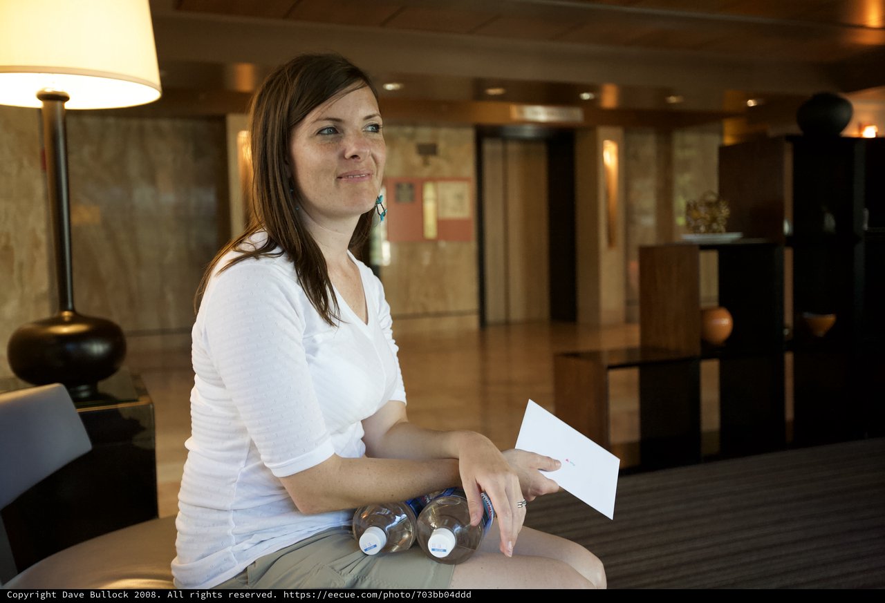 Woman Relaxing in Upscale Hotel Lobby San Francisco