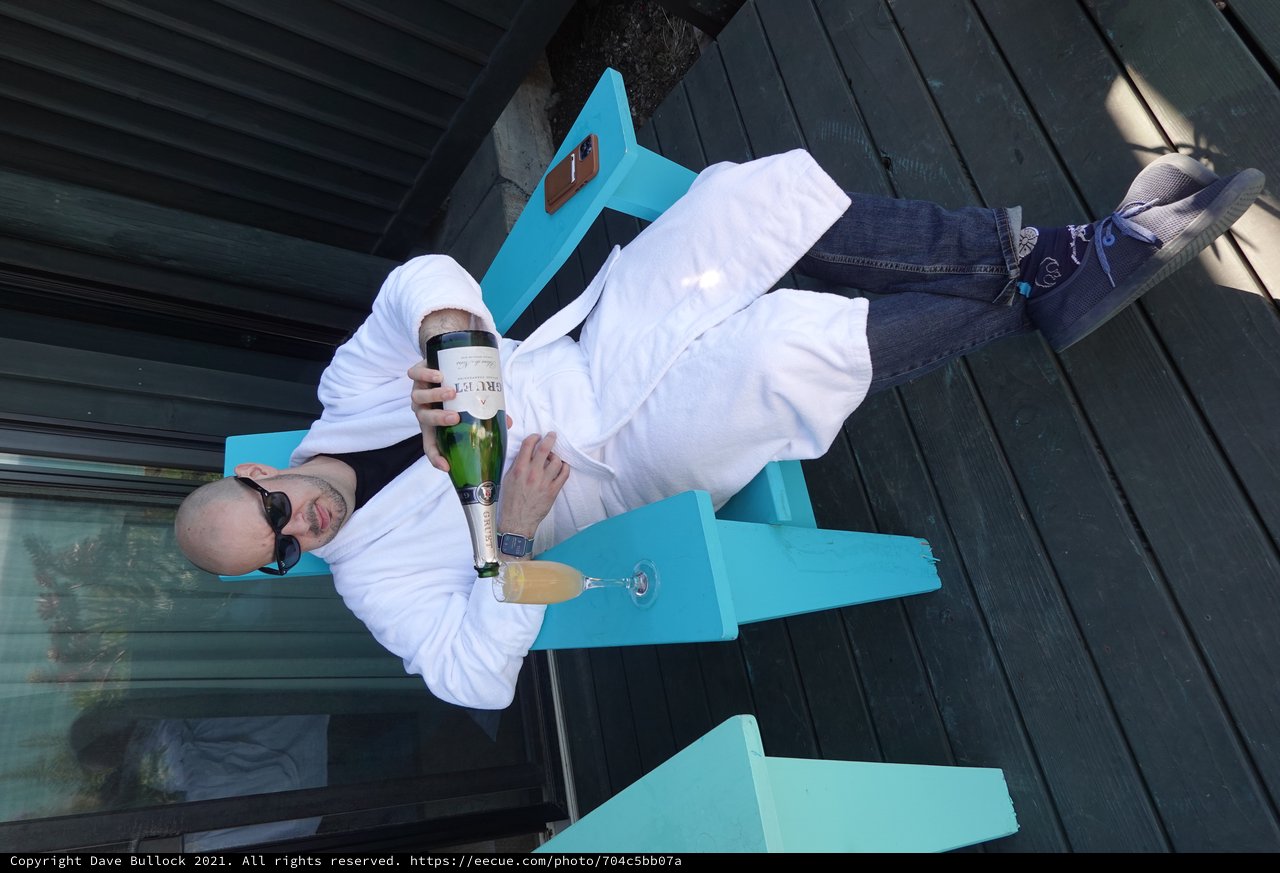 Relaxing in Style with Champagne and Bathrobe