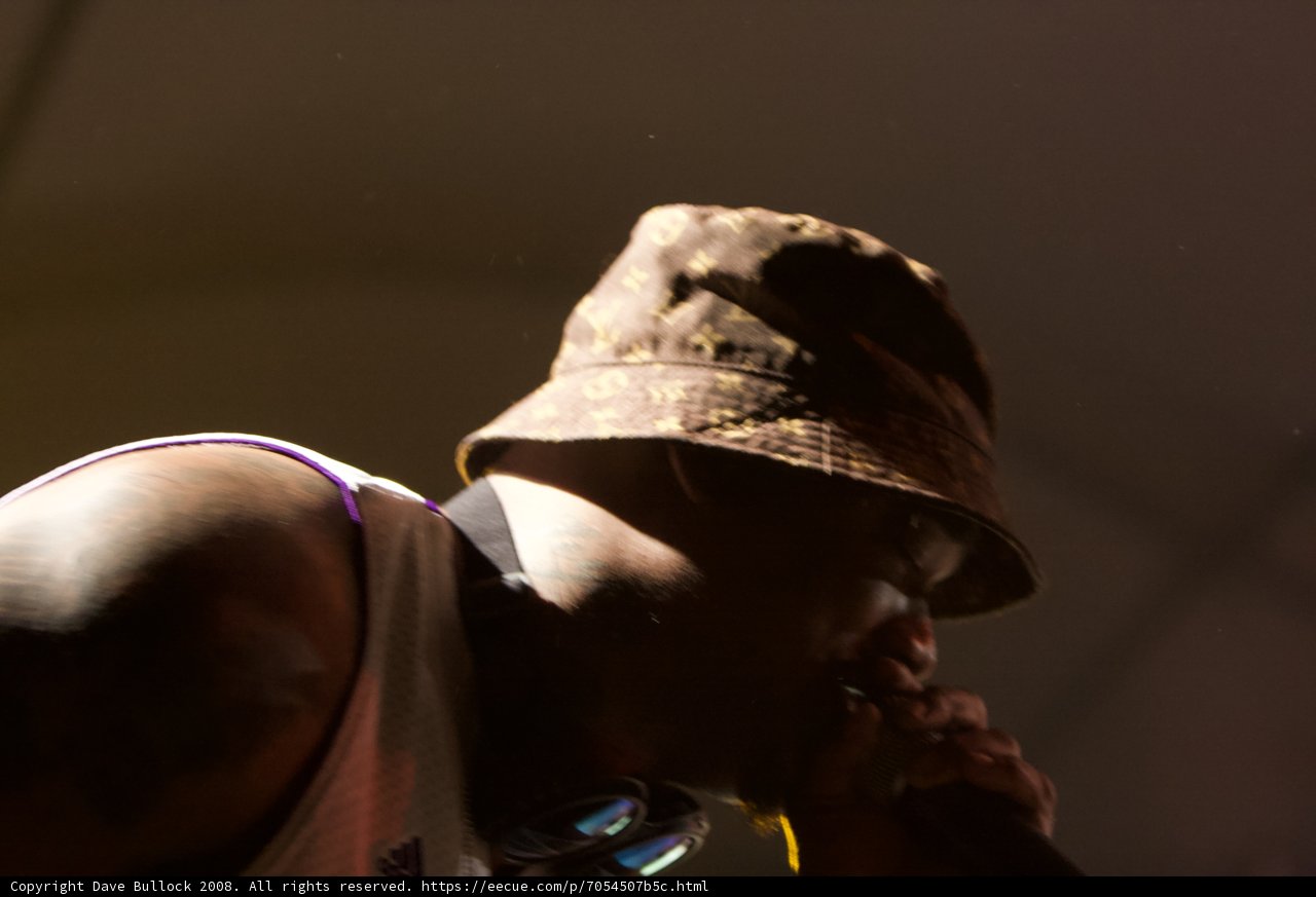 Hat-wearing Man Sings at Coachella