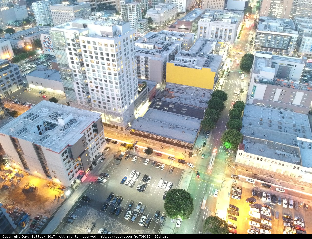 Aerial View of Downtown Los Angeles at Dusk