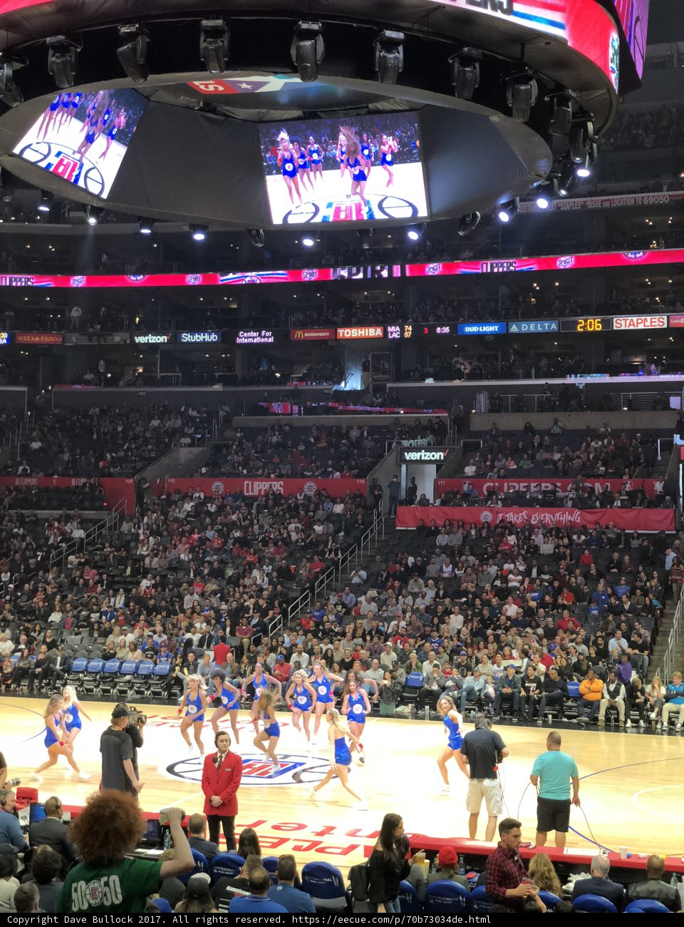 Clippers Cheerleaders Energize the Crowd at Basketball Game