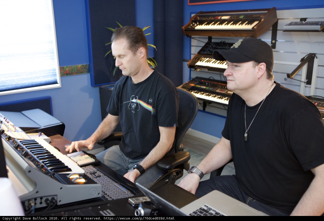 Two Men Jamming Out on Keyboards