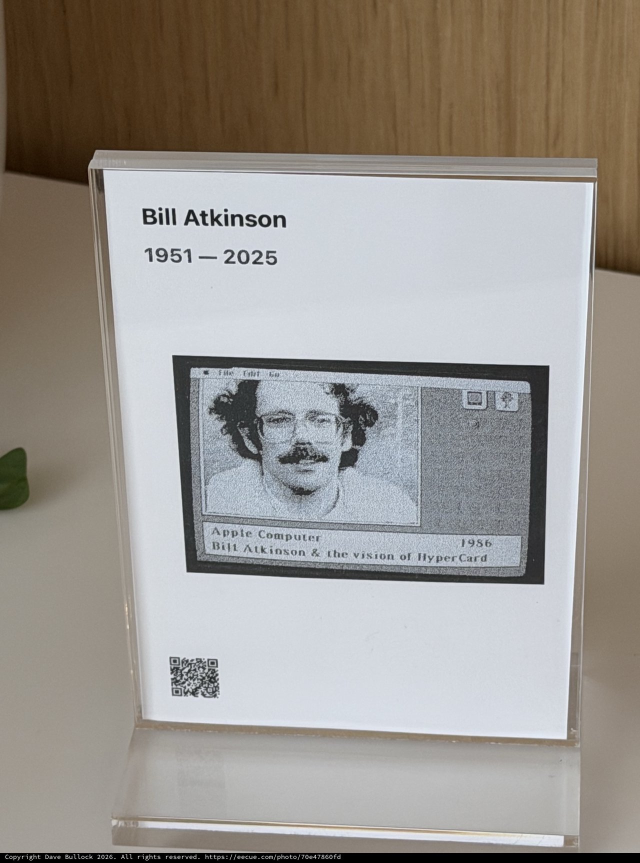 Bill Atkinson Memorial Display with HyperCard Vision