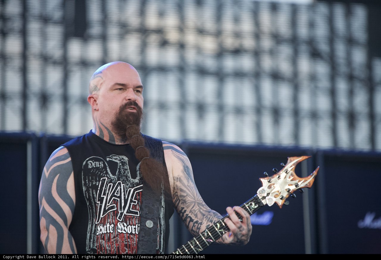 Kerry King Rocking the Crowd with His Tattooed Guitar Skills