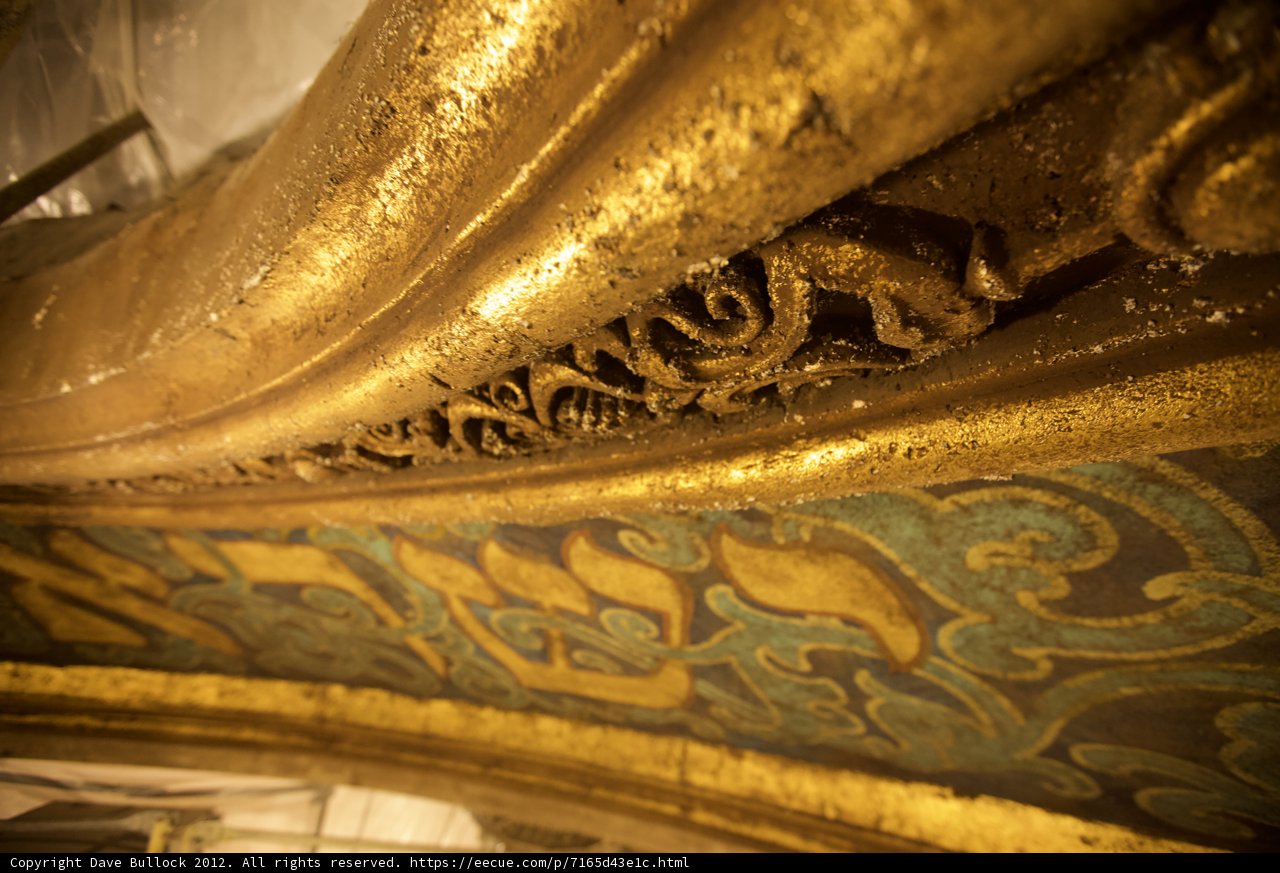 Golden Ceiling Carvings in a Temple