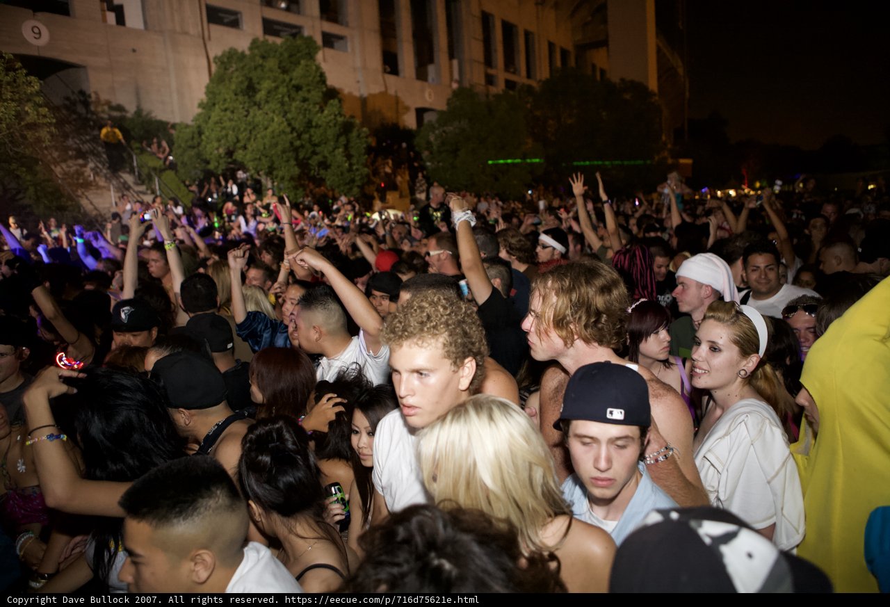 Partygoers in the Urban Crowd