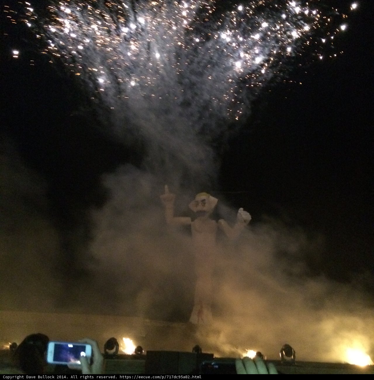 Fireworks Illuminating a Statue in Santa Fe