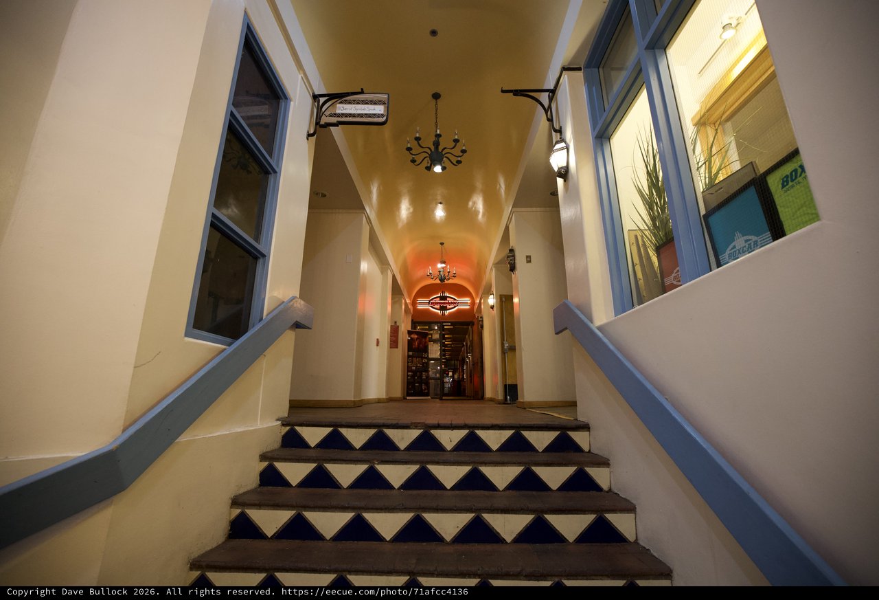 Southwestern Passage with Decorative Tiled Stairs