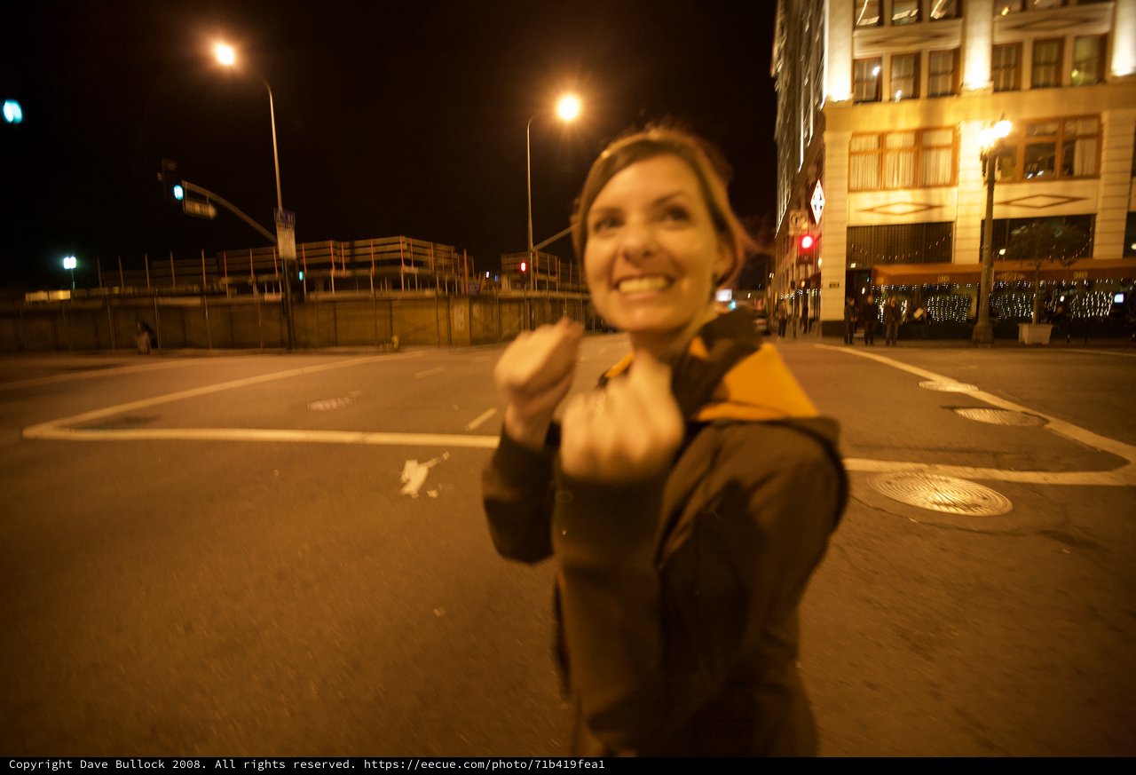 Celebratory Middle Finger on Election Night Streets