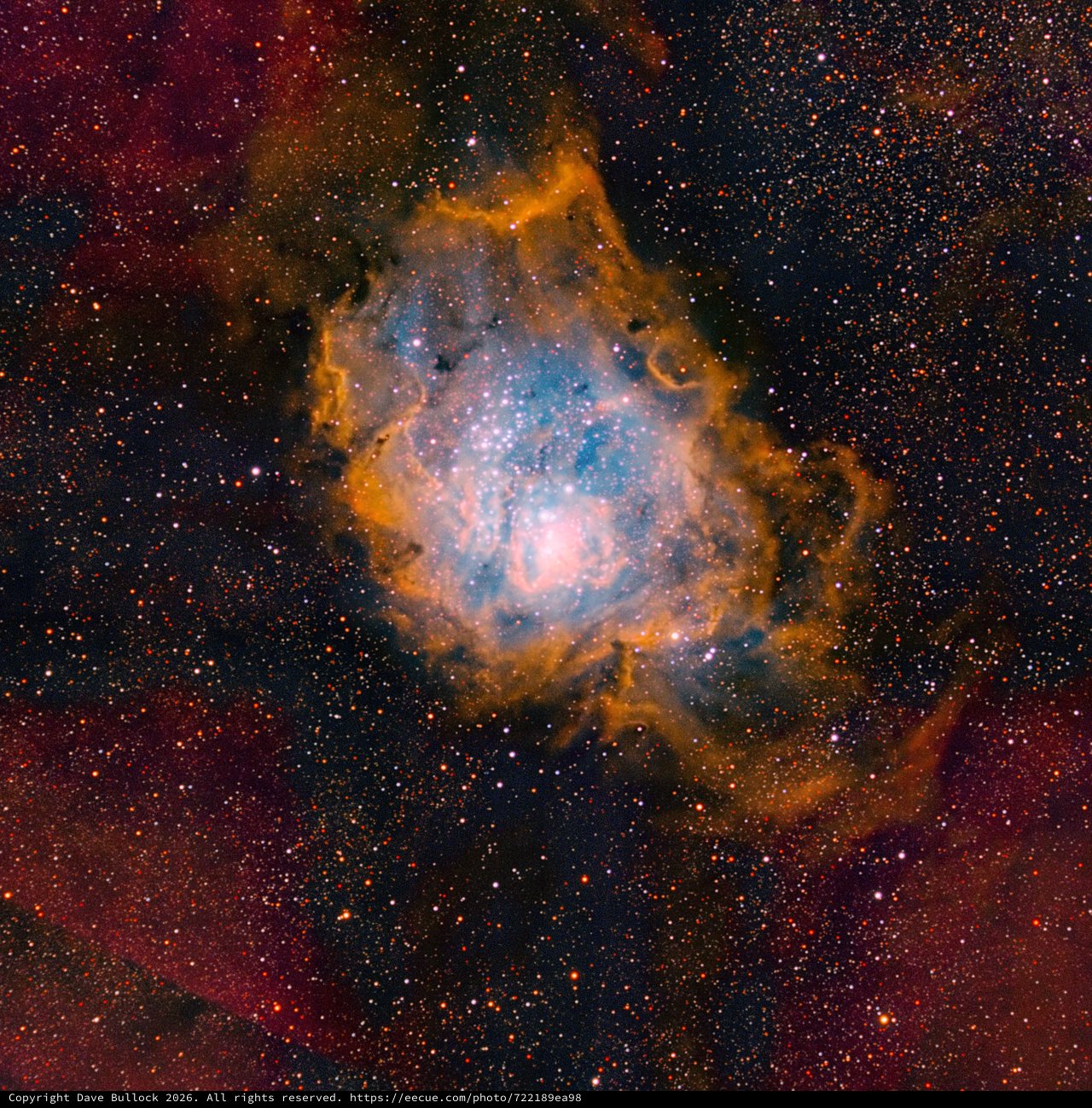 Lagoon Nebula M8 in Narrowband SHO Palette