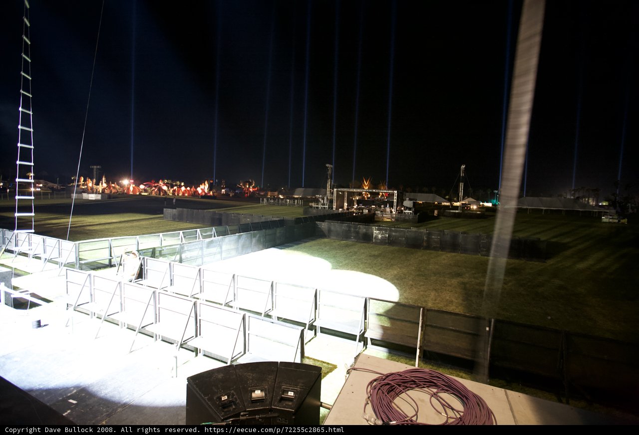 Stage Lights Shine Over Enclosed Crowd