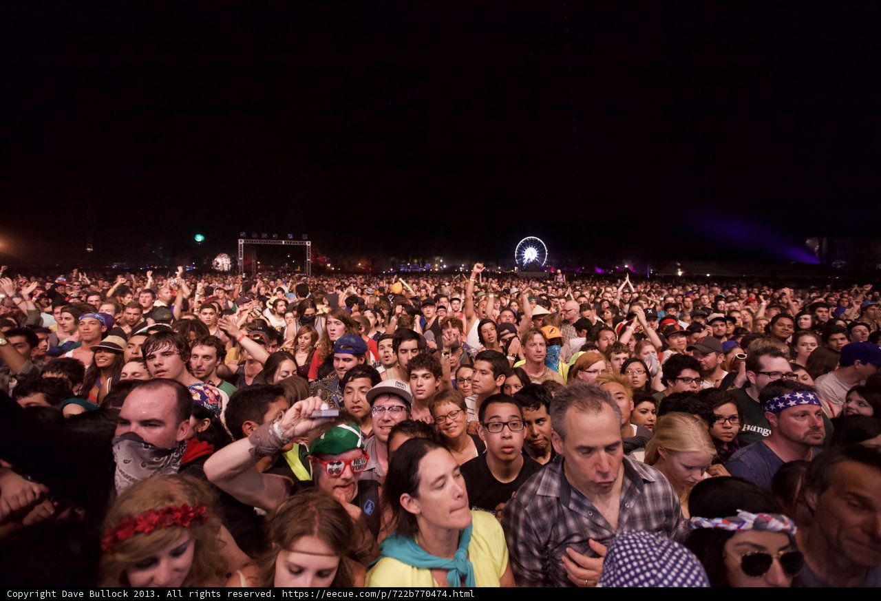 Night-time Crowd at Coachella Concert
