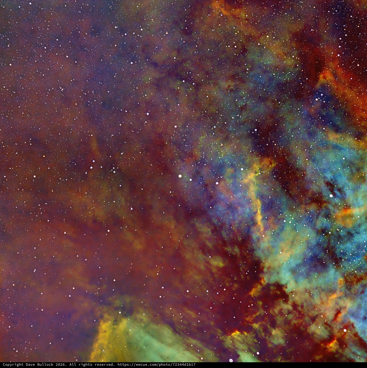 IC 5070 Pelican Nebula in SHO Palette - Mosaic Detail