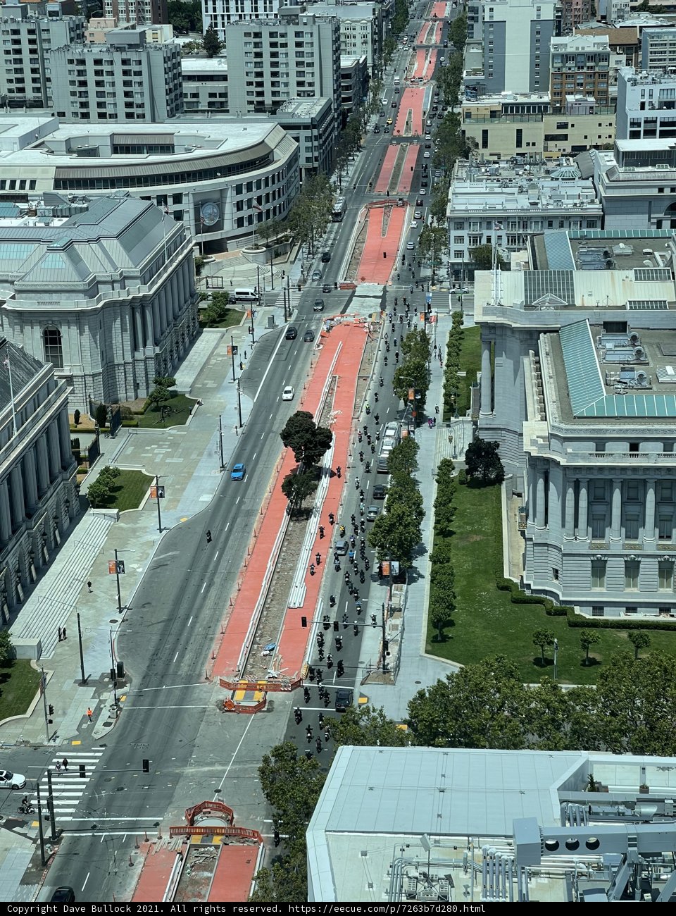 Cityscape with Red Roadline in San Francisco