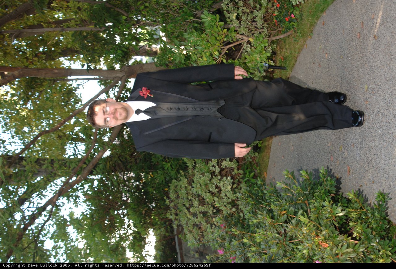 Dapper Groom Strolling Through Garden Path