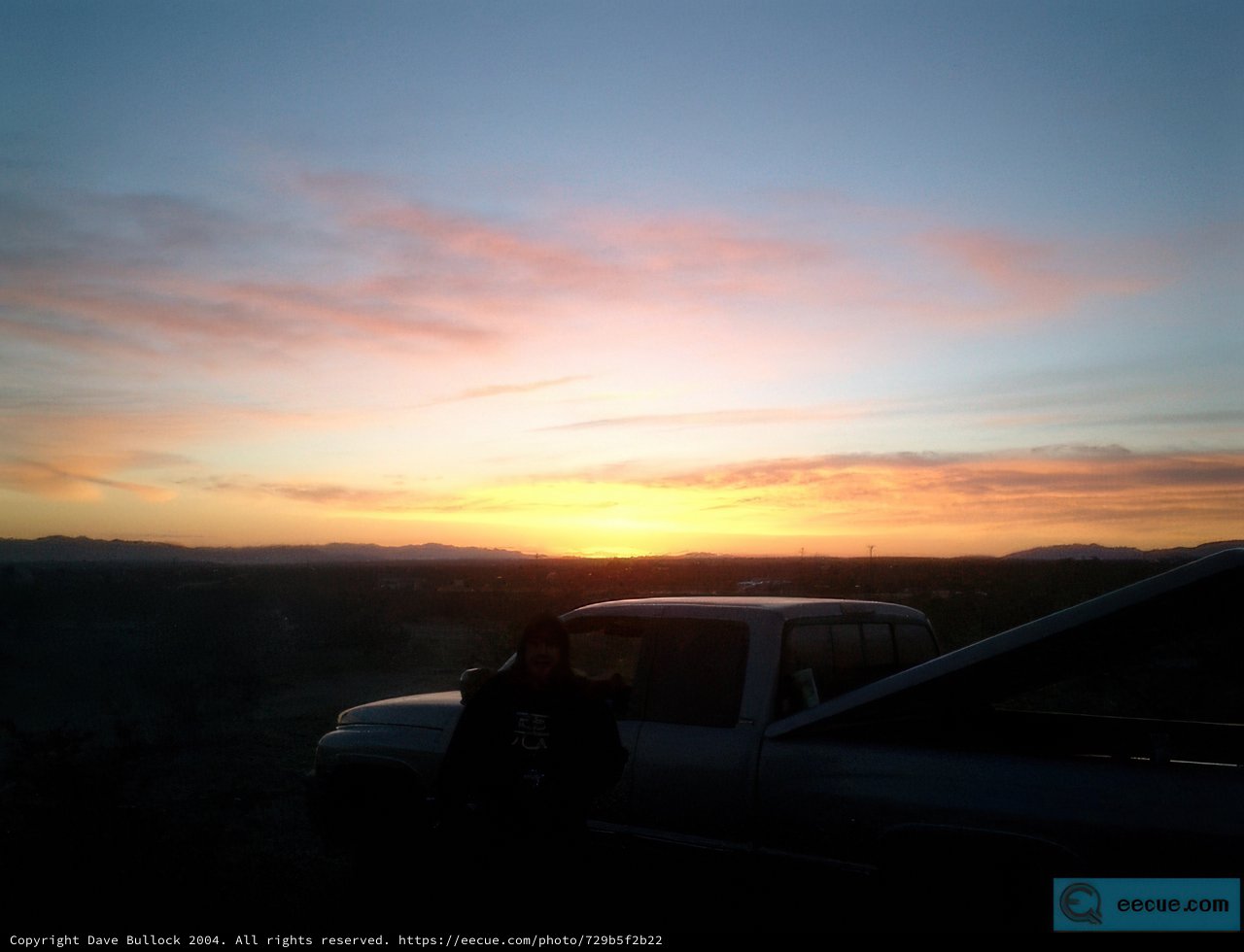 The Man and His Pickup Truck at Sunset