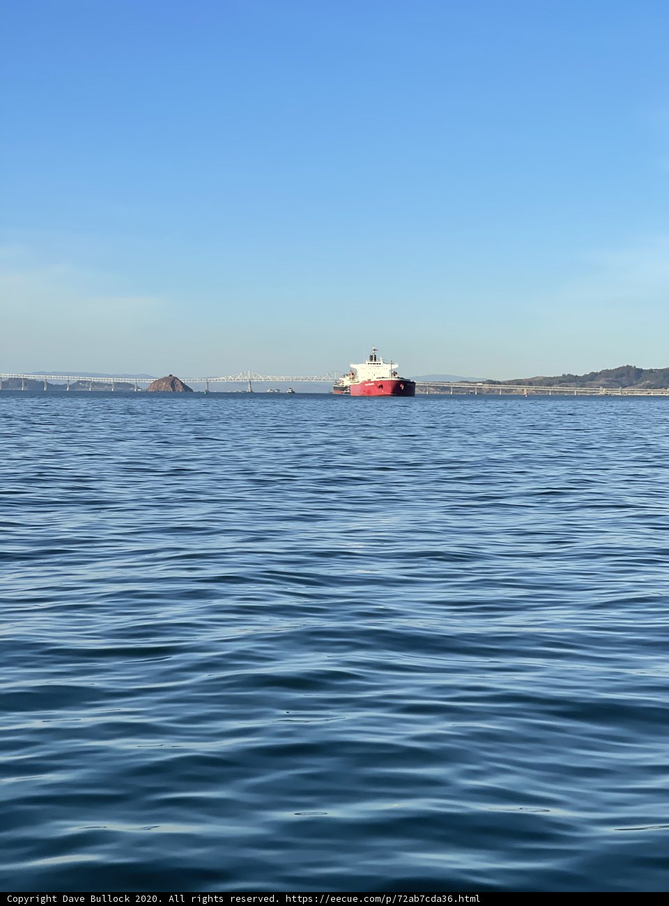 Red Boat Sailing beneath the San Francisco Bridge