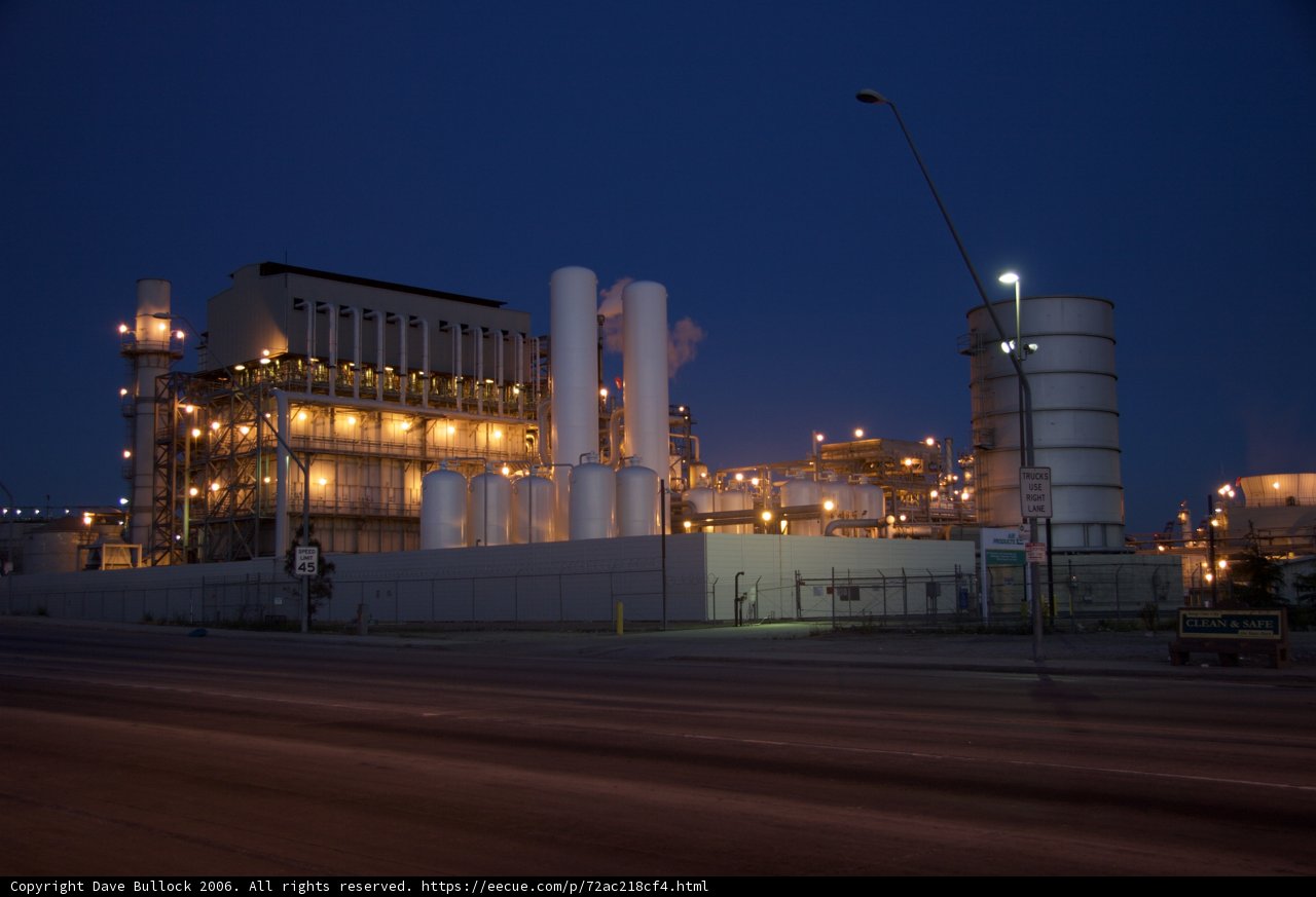 Illuminated Industrial Plant at Night