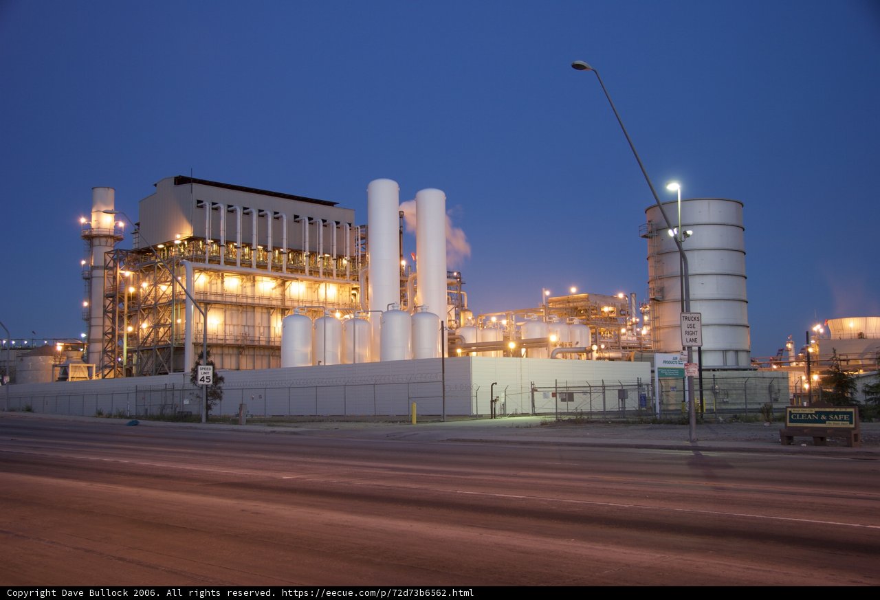 Illuminated Factory at Night